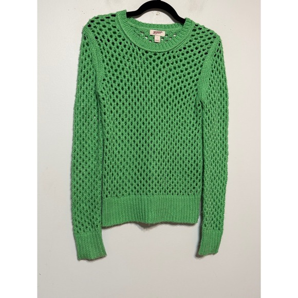 Y2K Arizona Jeans Green Crochet Fairycore Sweater Womens Size L Earthy Indie - Picture 3 of 8